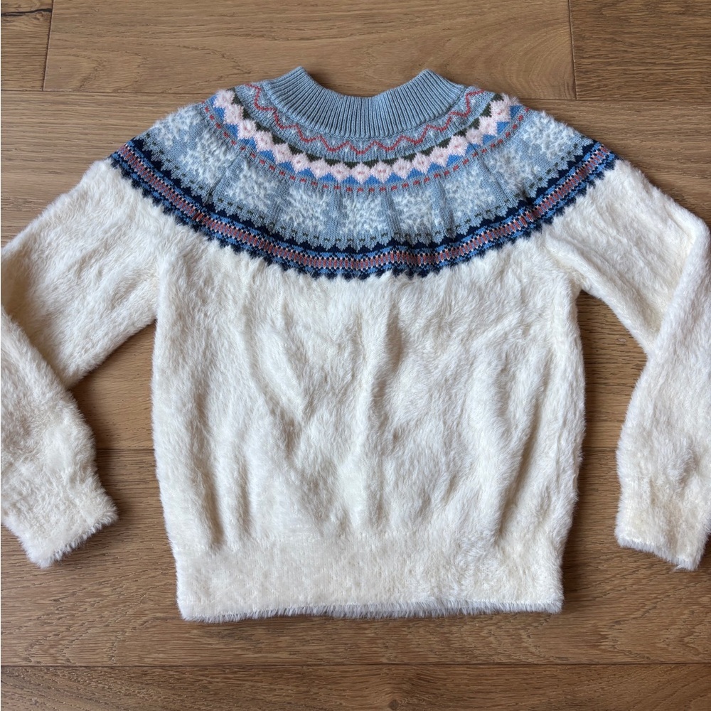 Hanna Andersson Fair Isle nordic fuzzy sweater girls 6/7